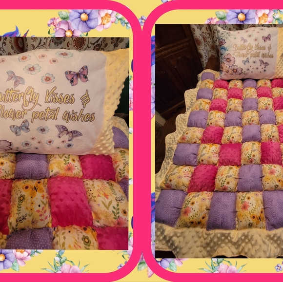 Ultimate Girl's Sensory Puff Quilt w/Matching Pillow Case - Picture 2 of 6